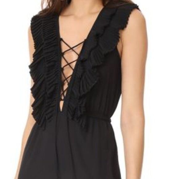 Delfi Collective Black Bonnie Lace-Up Ruffle Jumpsuit - Picture 3 of 16
